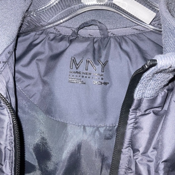 Marc New York Blue/Grey Puffer Mixed Media Jacket with Knit Sleeves 🧥 - Picture 7 of 15